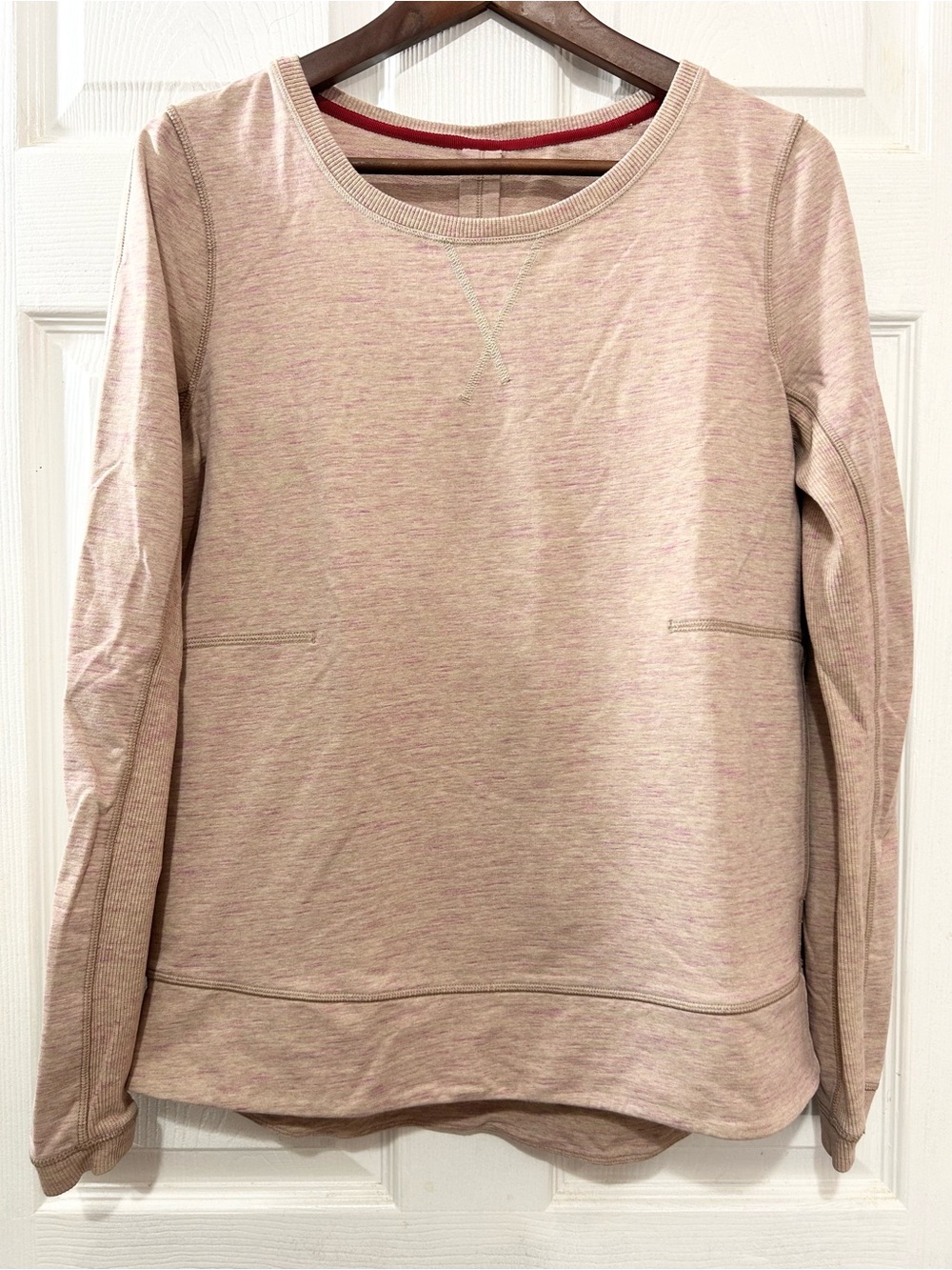 Lululemon Crew Neck Pullover Sweatshirt Kangaroo Pocket Pink Spacedye Size M/L